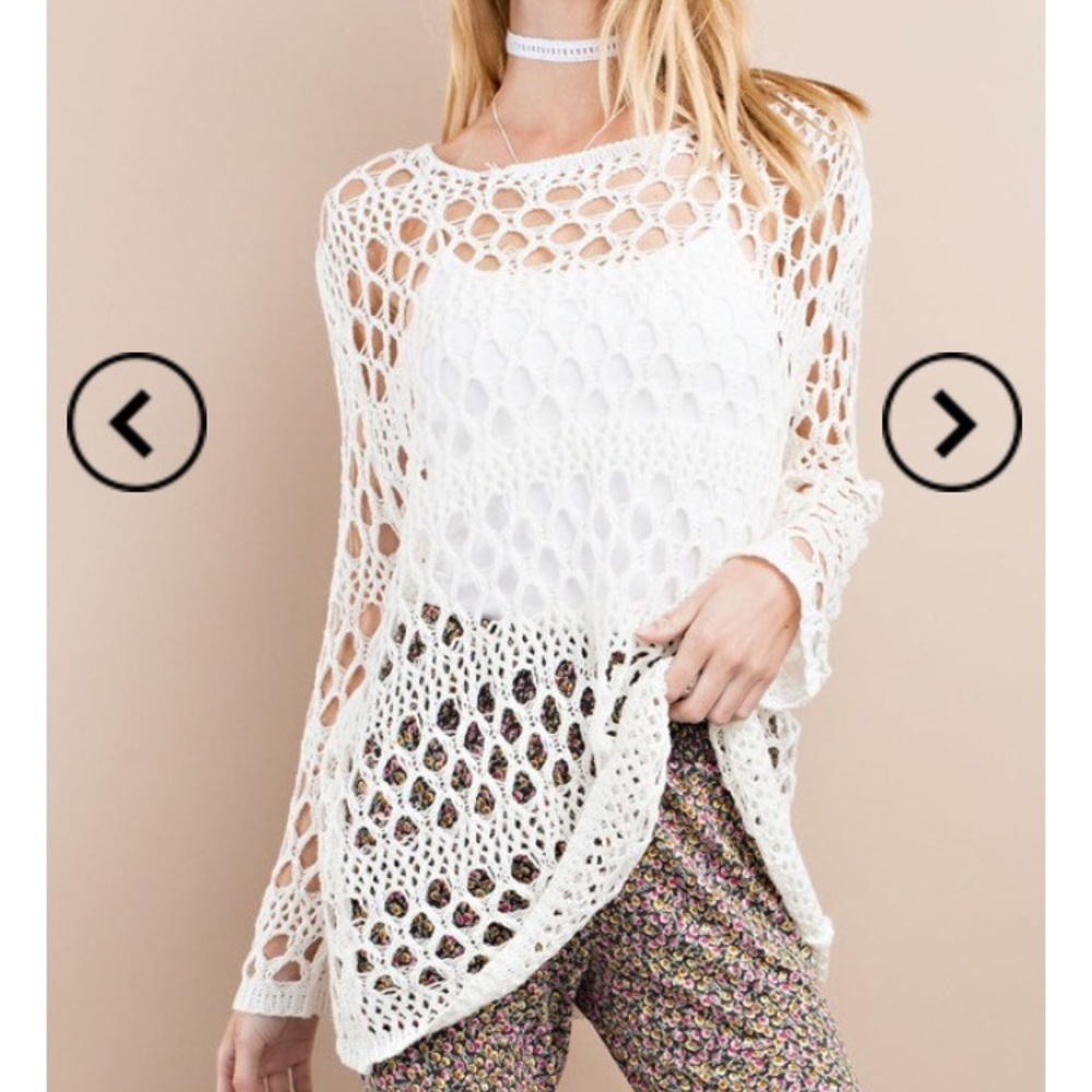 Last 3• Crochet Knit Ripped Hole Sweater